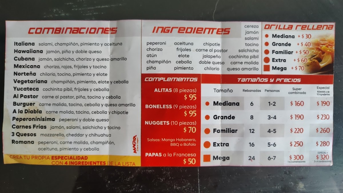 Ricca Pizza Menu - Image 1