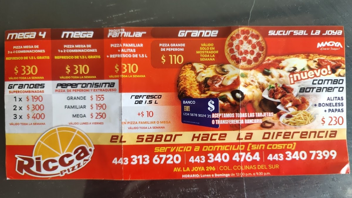 Ricca Pizza Menu - Image 2