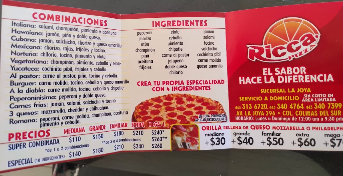 Ricca Pizza Menu - Image 3