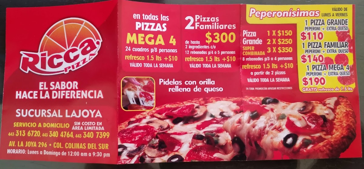 Ricca Pizza Menu - Image 4